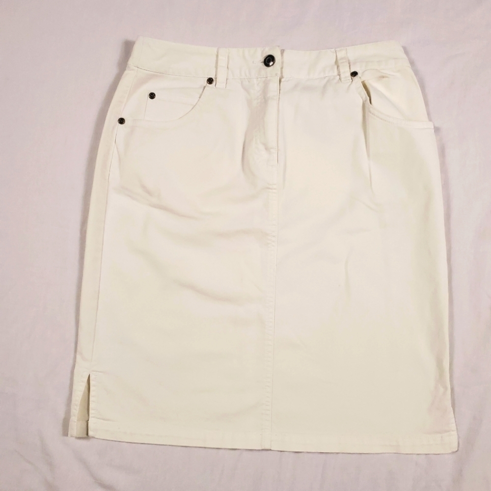 Talbots Petites white side slit skirt size 8p